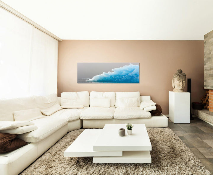 Paul Sinus Art Panoramabild auf Leinwand und Keilrahmen 150x50cm Grönland Eisberg Meer Nebel