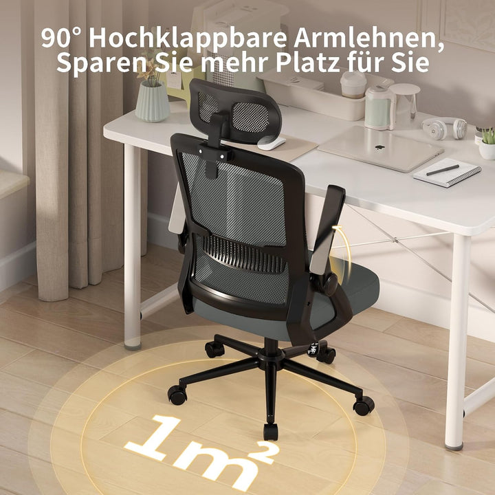 naspaluro Ergonomischer Bürostuhl, Schreibtischstuhl für Homeoffice | Mit Lordosenstütze &amp; verstellb
