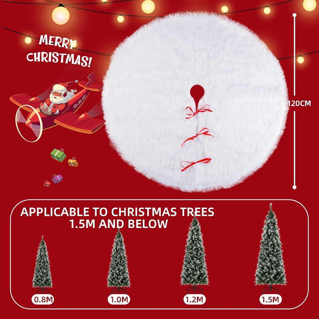 SALCAR Weihnachtsbaum Decke Weiss, 120 Weihnachtsbaumdecke Rund Weisser Plüsch Christbaumdecke, Weih