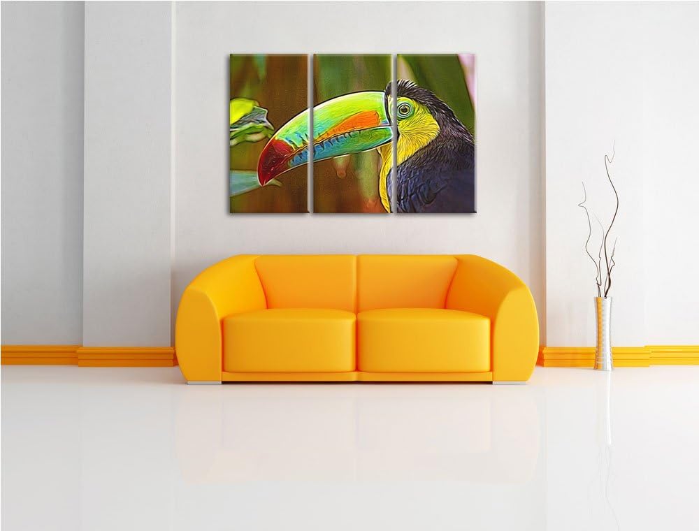 schöner Tukan Spezial 3-Teiler Leinwandbild 120x80 Bild auf Leinwand, XXL riesige Bilder fertig gera