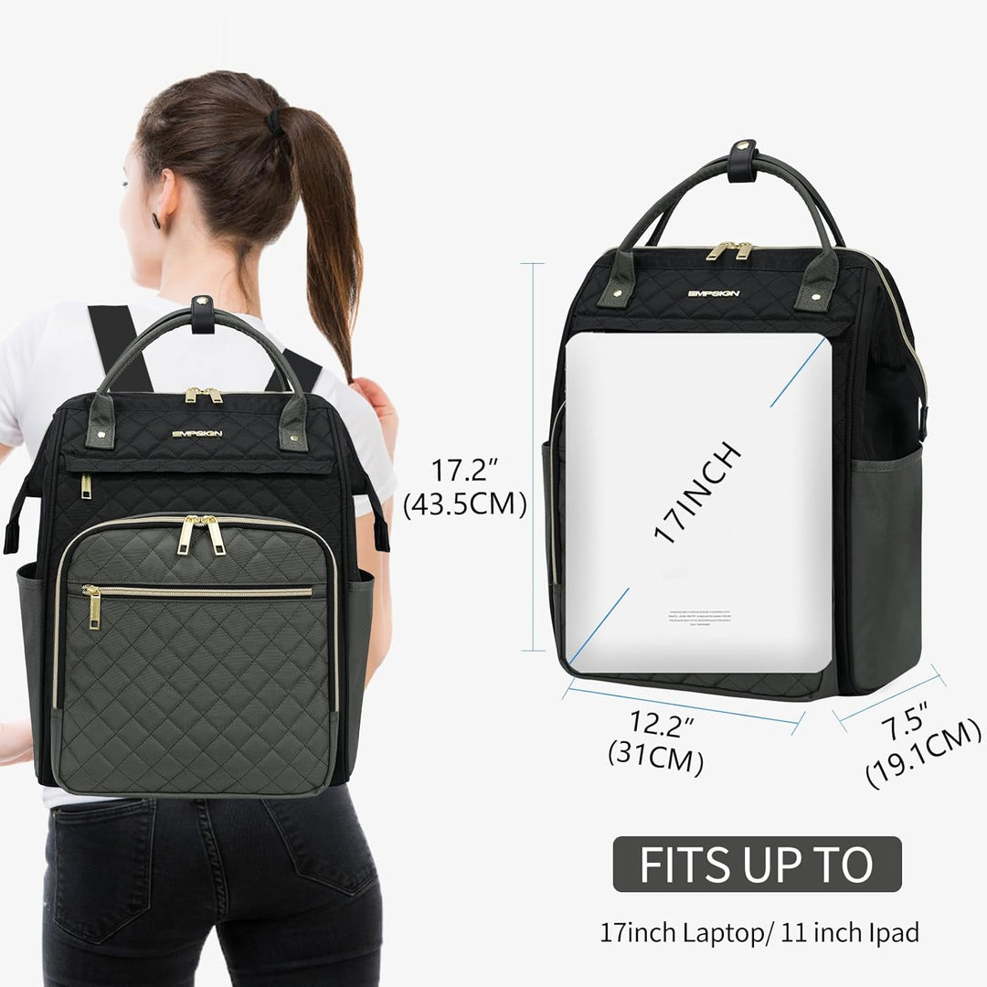 EMPSIGN 17-Zoll-Laptop-Rucksack für Damen, ideal für Arbeit, Reisen und Uni, geräumig, wasserabweise