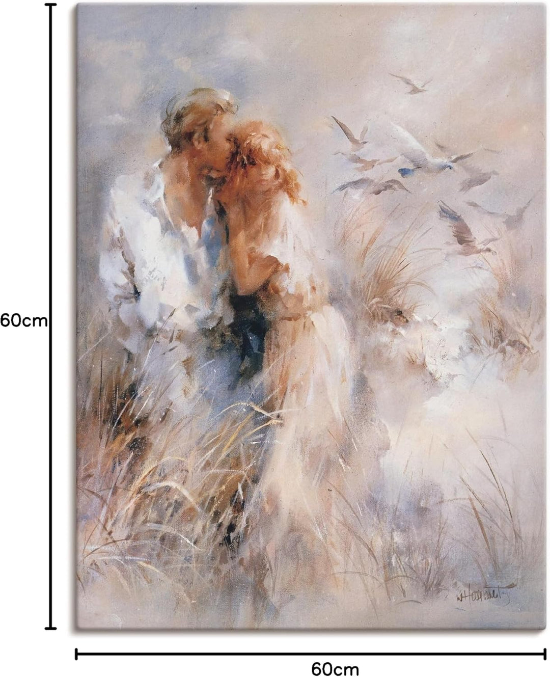 ARTland Leinwandbilder Wandbild Bild auf Leinwand 60 x 80 cm Menschen Paar Malerei Creme Dichte Harm