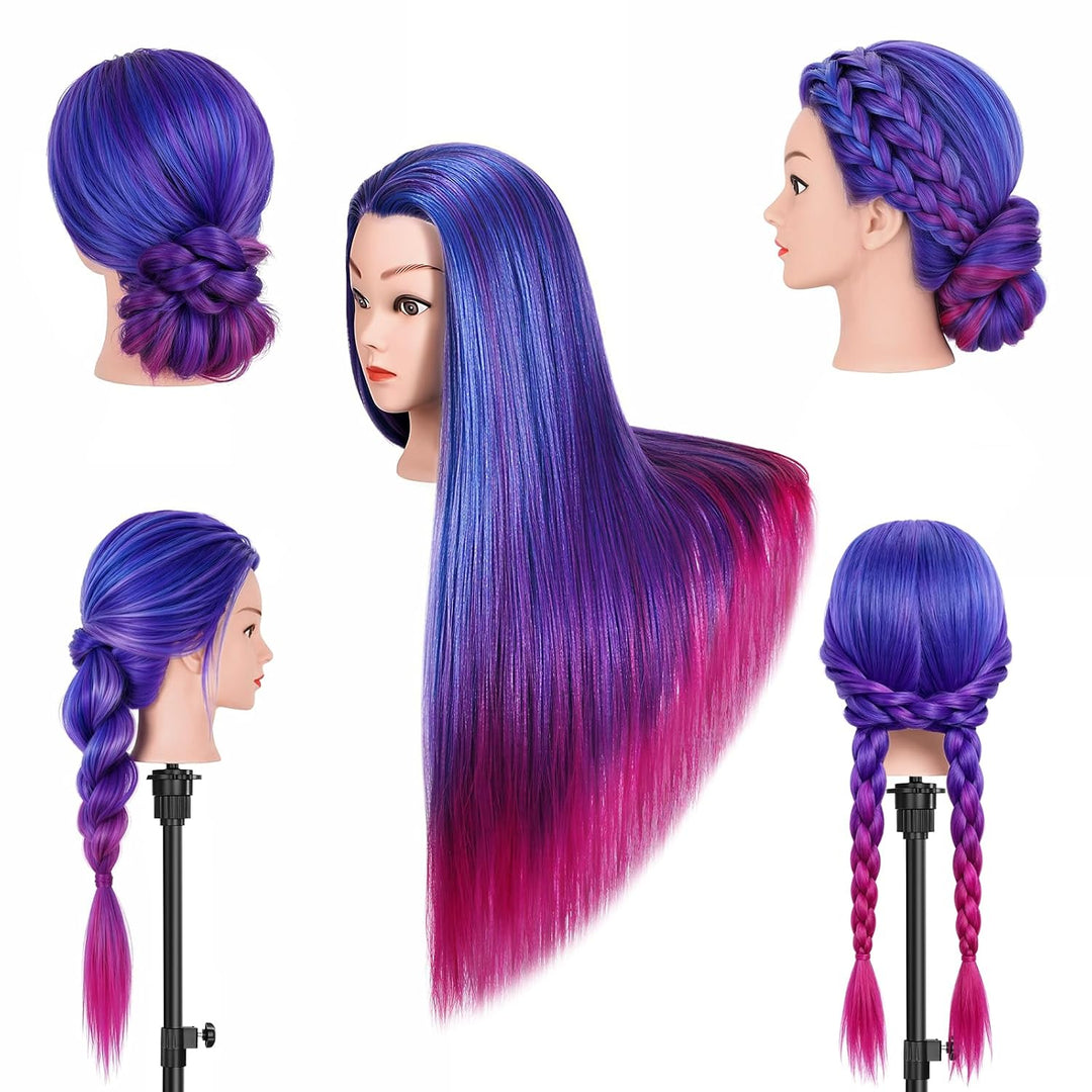 TwoWin Trainingsköpfe 100% Kunsthaar Friseur Kopf Set Haar Hairdressing Kosmetologie Mannequinmit Ha