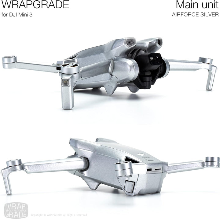 WRAPGRADE Skin Kompatibel mit DJI Mini 3 (Airforce Silver), Airforce Silver