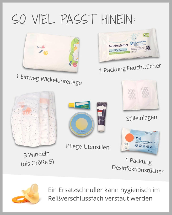 ULLENBOOM Windeltasche für unterwegs Leo (Made in EU) - Wickeltasche für bis zu 3 Windeln, Feuchttüc