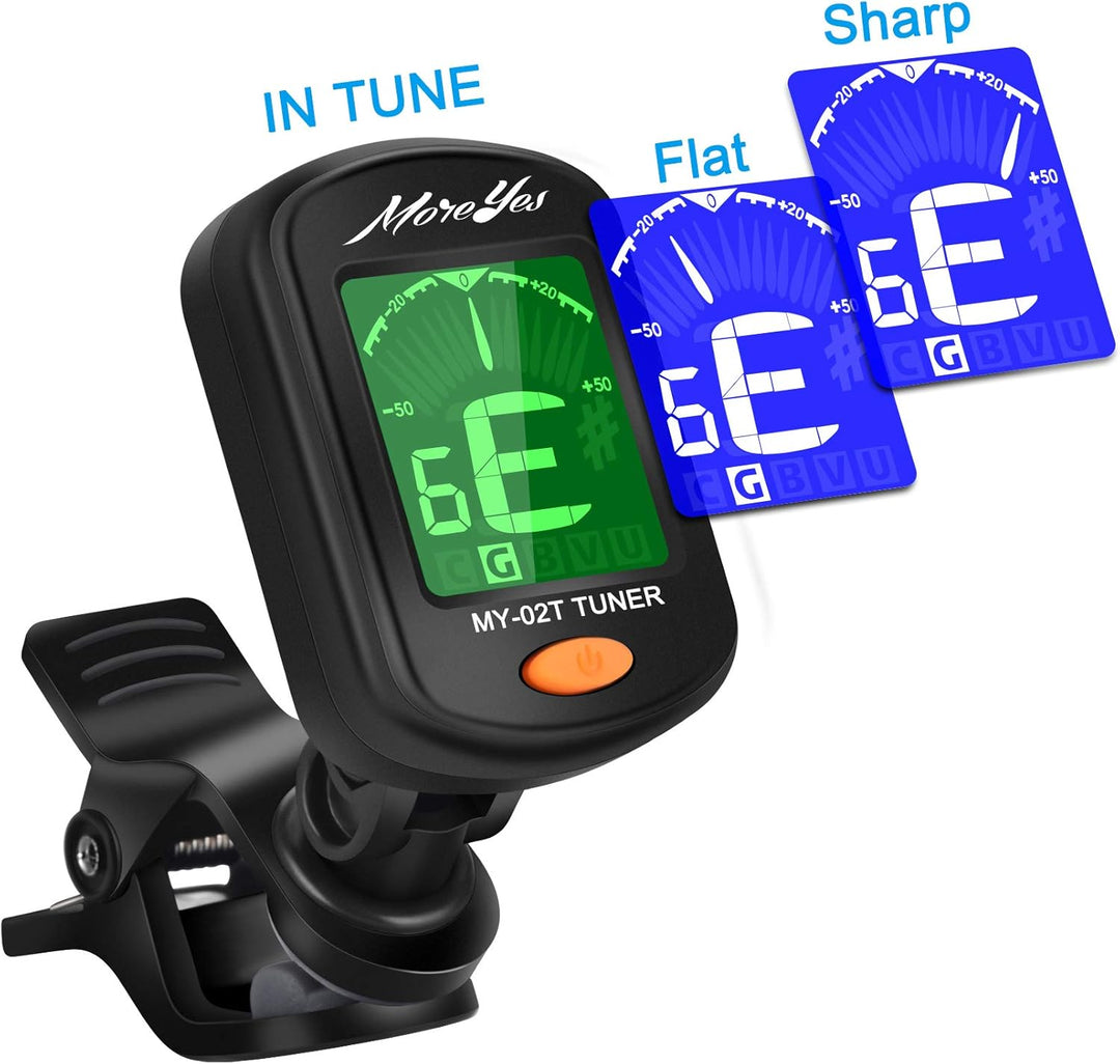 Stimmgerät für Chromatic, Gitarre, Bass, Violine, Ukulele, inklusive Kapodaster und Halterung Capo+T