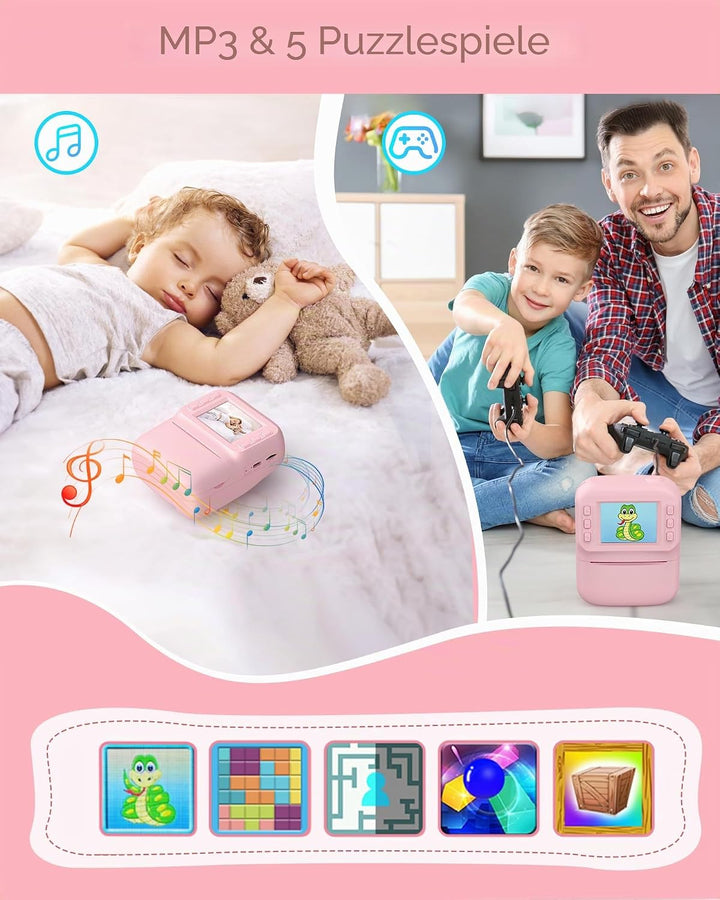 Sofortbildkamera Kinder 48MP, 1080P Video Kinderkamera mit Sofortdruck, 2,4 Zoll IPS Spielzeug Kamer