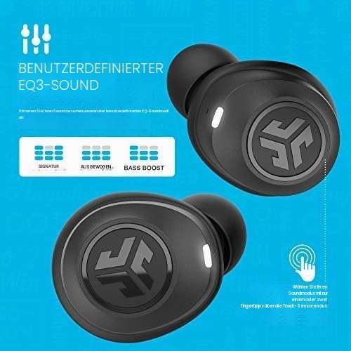 JLab JBuds Air True Wireless Signature Bluetooth-Ohrhörer + Ladehülle, Schwarz, IP55 Schweissresiste