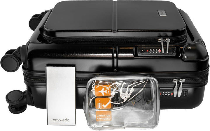 Amoveda Handgepäck Trolley Koffer mit Waage im Griff, Powerbank ,TSA, Notebookfach, 4 Rollen, Erweit
