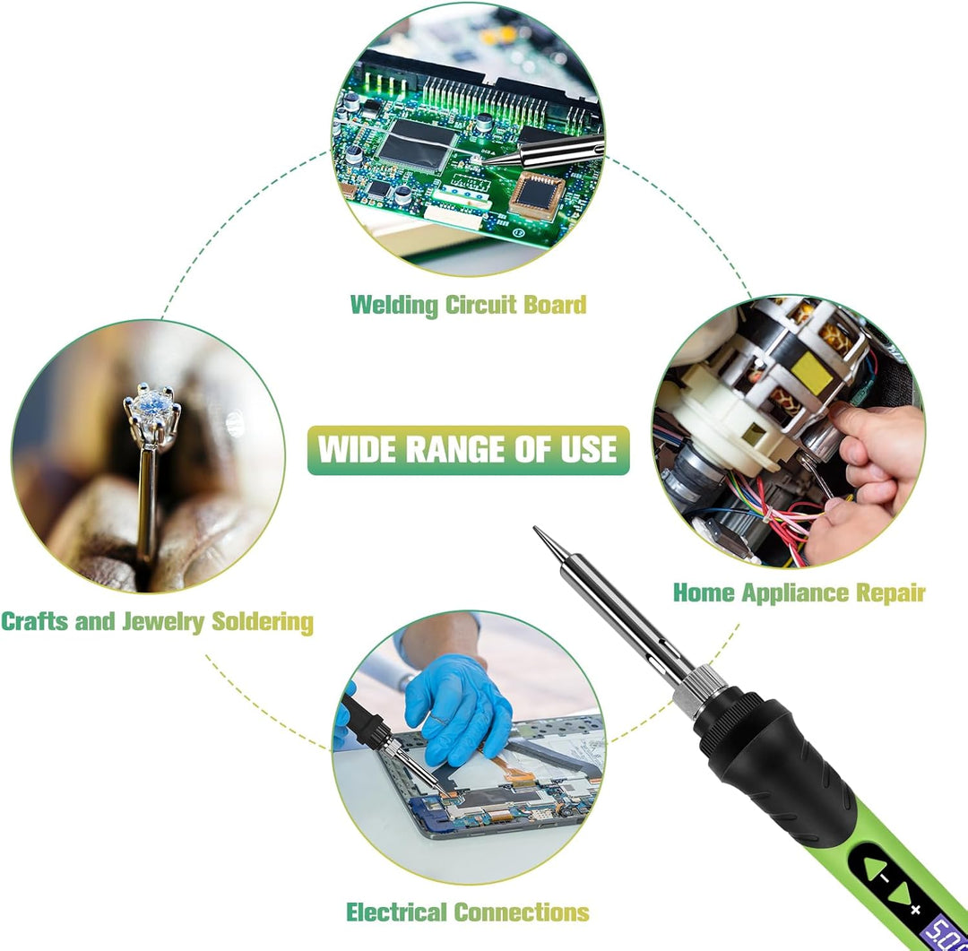 Lötkolben, 90W Lötset, LCD-12-in-1-Lötwerkzeug, einstellbare Temperatur 200–500 °C, mit 5 * austausc