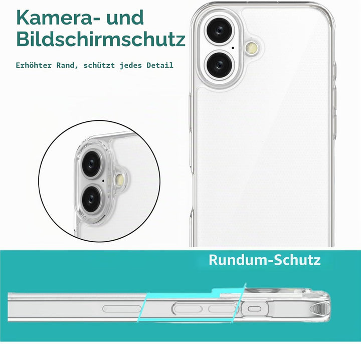 Handykette für iPhone 16 Plus Hülle mit Band, [Verstellbarem und Demontage Umhängeband], Transparent