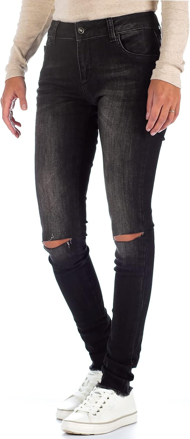 Cipo & Baxx Damen Slim Fit Jeans Hose Hüftjeans Skinny Stretch 29W / 34L Schwarz - 43, 29W / 34L Sch