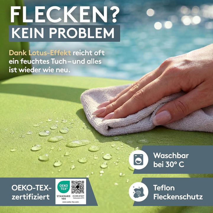LILENO HOME Gartenstuhl Auflagen [2er Set - Niedriglehner] in Apfelgrün - Bequeme Liegen als Sitzauf