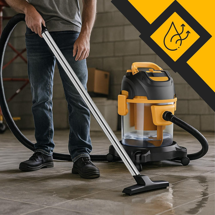 Retoo Nass-Trocken-Sauger 8m Arbeitsbereich, Staubsauger 2200W Radstaubsauger 2.5L, für Teppiche Pol