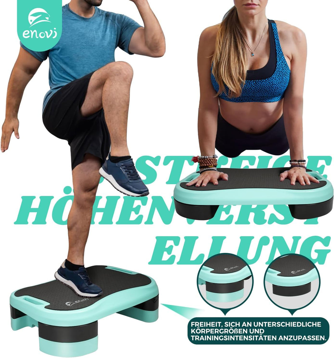 Stepper, Stepper Für Zuhause, Steppbrett mit Weichem Kissen und 2 Höhenverstellbaren Erhöhungen
