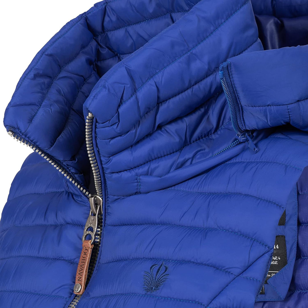 Navahoo Damen Übergangsjacke leichte Steppweste mit Abnehmbarer Kapuze Shadaa XS-3XL XS Blau, XS Bla