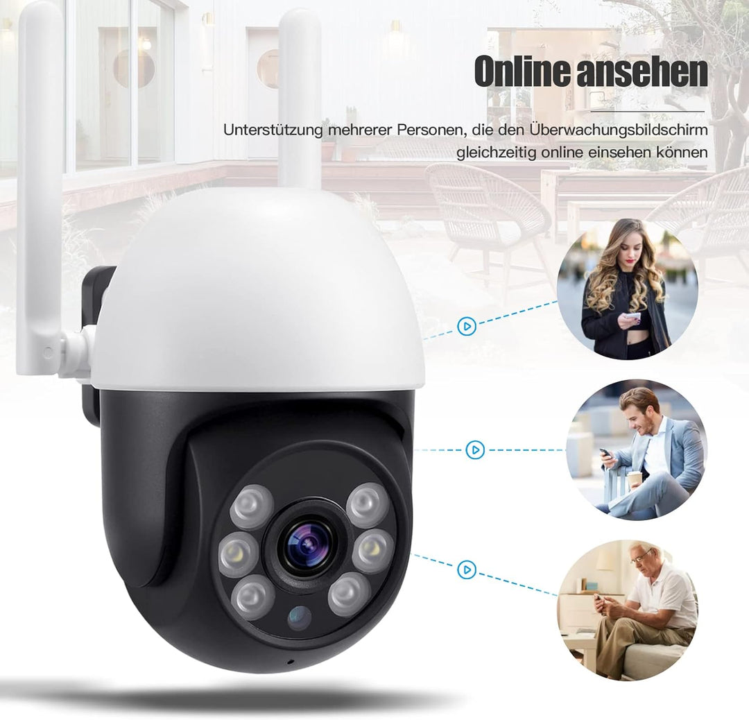 LEUTED 2 Stück 2K Überwachungskamera Aussen WLAN 5GHz/2,4GHz Kamera Überwachung, Outdoor Kamera mit