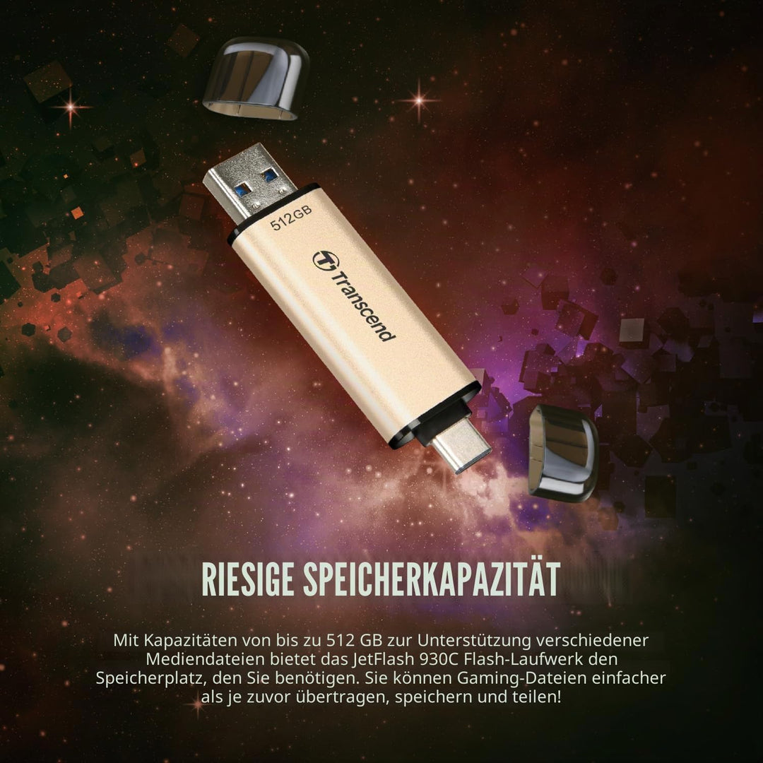 Transcend 256GB JetFlash 930C USB 3.2 Gen 1 Flash Drive TS256GJF930C, Rose Gold, 256GB