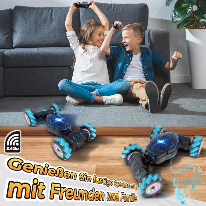 Pristar Ferngesteuertes Auto, RC Car Auto mit Licht und Sprühen, Drift Car Spielzeug 4WD 2,4 GHz 360