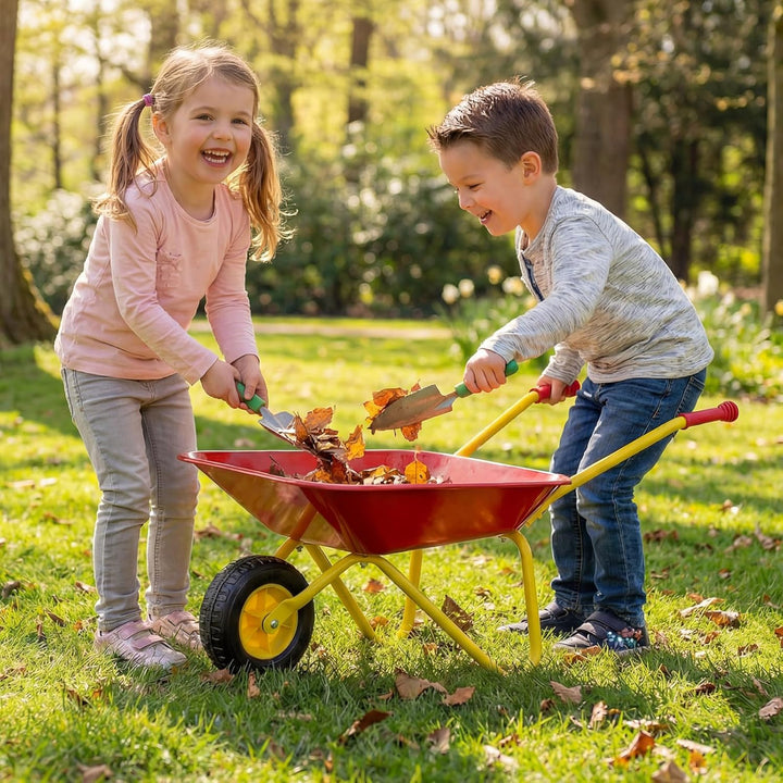 COSTWAY Schubkarre Kinder, Metallschubkarre bis zu 10 kg belastbar, Spielzeugschubkarre für Kinder a