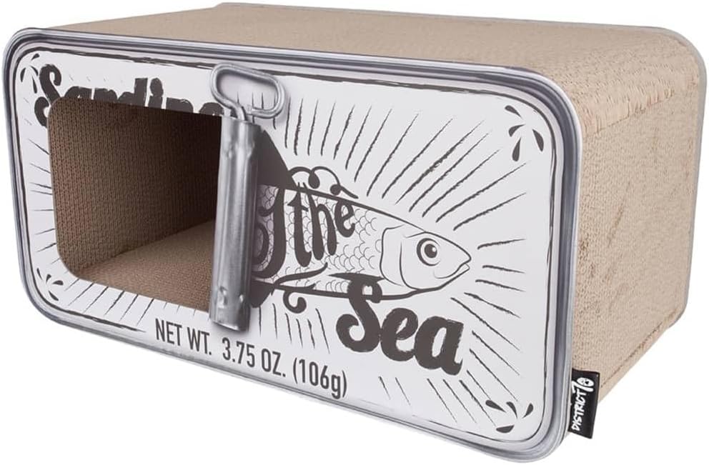District 70 Sardine - Kratzmöbel für Katzen aus Wellpappe - 60 x 30 x 30 cm (Einheitsgrösse) - Weiss