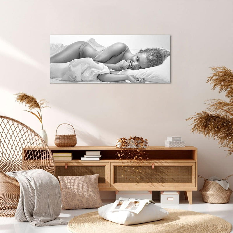 Wandbilder Dekoration Wohnzimmer Weiblich mode modell posieren Panorama Bilder auf Leinwand 120x50cm