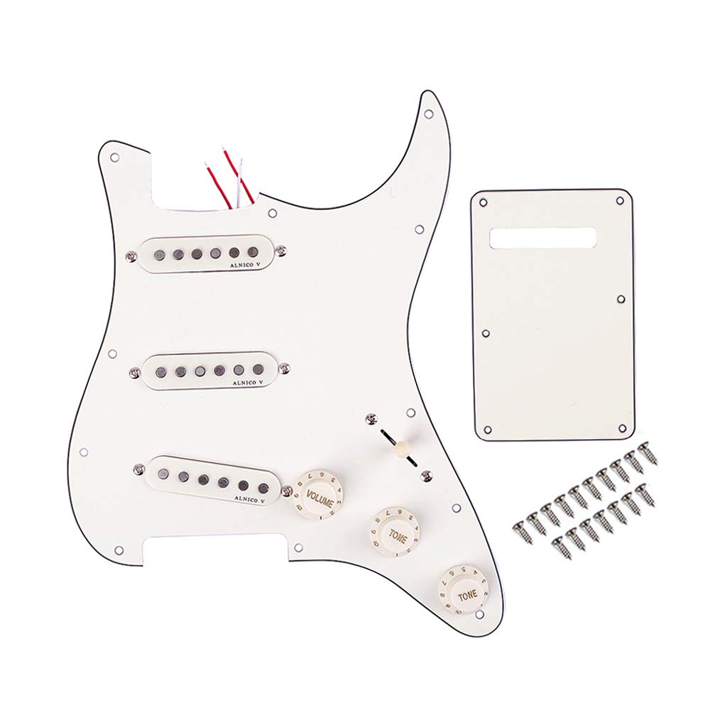 Alnicov 11 Holes Guitar Single Coil Pickups Vorverdrahtetes SSS Pickguard Scratch Plate Set mit rück