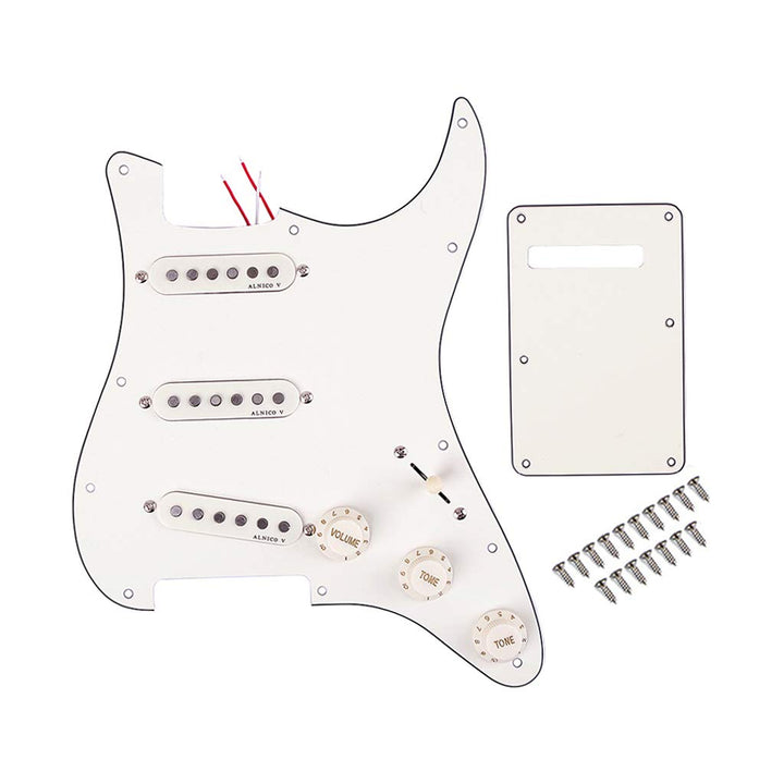Alnicov 11 Holes Guitar Single Coil Pickups Vorverdrahtetes SSS Pickguard Scratch Plate Set mit rück