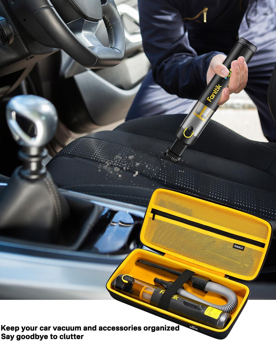 RAIACE Autostaubsauger-Etui, Hartschalen-Reiseetui, kompatibel mit Fanttik V8 Apex/Slim V8 Mate/ V10