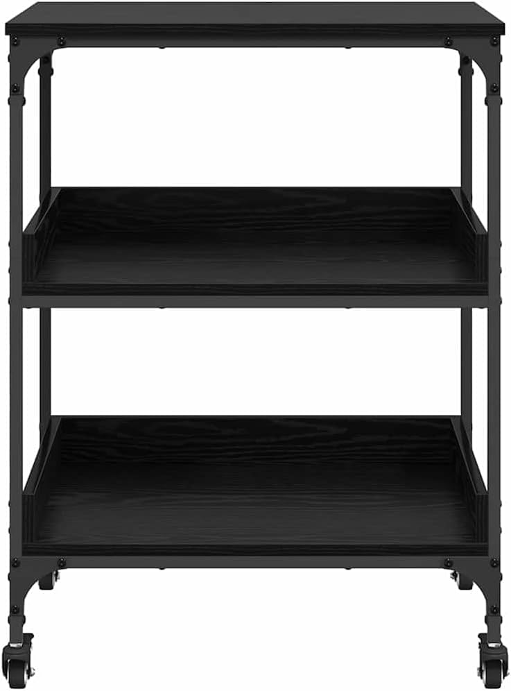 vidaXL Küchentrolley Schwarz Eichen-Optik 60 x 41 x 80,5 cm, Schwarz Eichen-optik