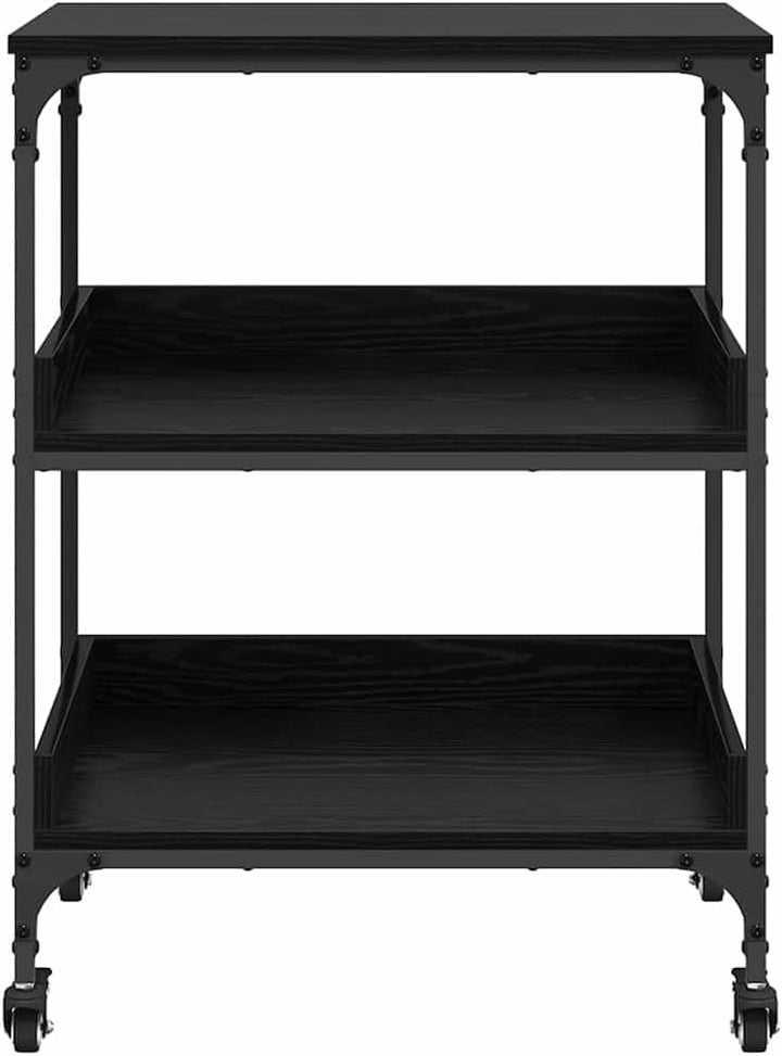vidaXL Küchentrolley Schwarz Eichen-Optik 60 x 41 x 80,5 cm, Schwarz Eichen-optik