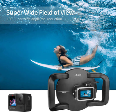 D&F Unterwasser Dome Port für GoPro Hero 11 Black/Hero 10 Black/Hero 9 Black, Integrierter Gehäuseku