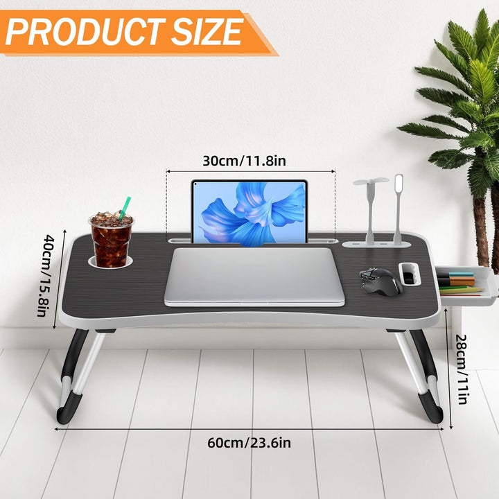WoRaum Klappbarer Laptop-Schreibtisch 60x40cm – Leichter, Multifunktionaler Bett Schreibtisch mit Ka