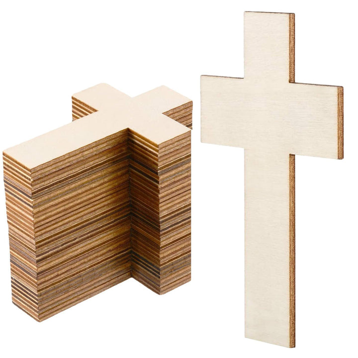 Holzkreuz zum Bemalen, 40 Stück Kreuze Basteln, 11x7 cm Dünne Kreuz Anhängers aus Sperr Holz, Kreuz