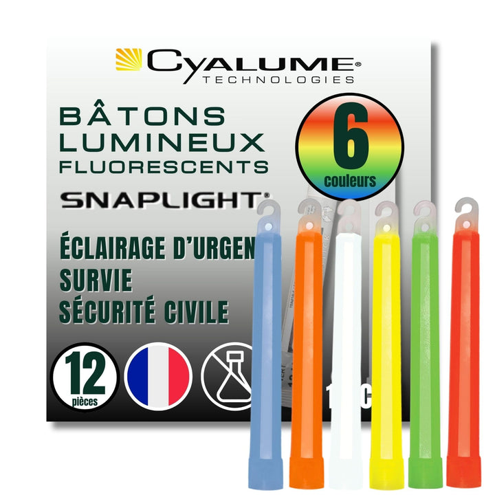 Cyalume SnapLight Leuchtsticks, 15 cm, 12 Stück (2 Stäbe mit je 6 Farben, Grün, Gelb, Rot, Orange, B