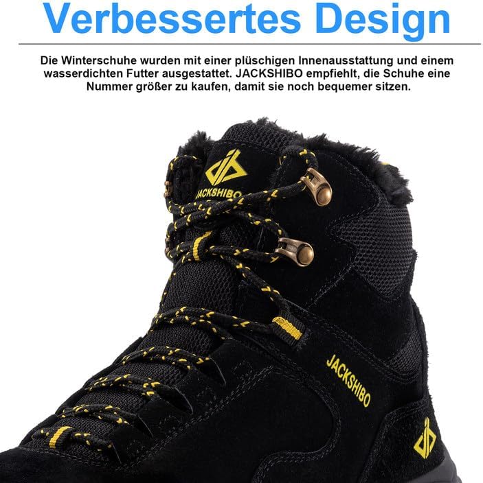 JACKSHIBO Winterschuhe Herren Winterstiefel Damen Warme Gefüttert Stiefel Wasserdicht Rutschfest Sch