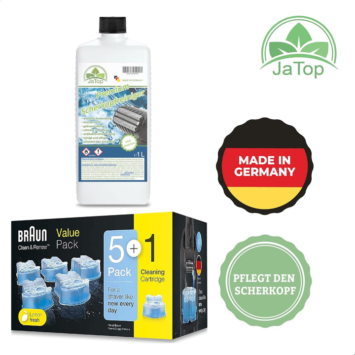 Original Braun Clean + Renew CCR Kartuschen + 1l JaTop Nachfüllung