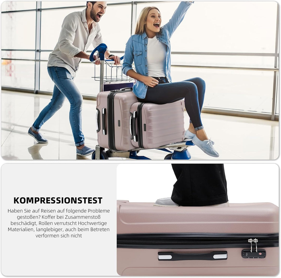 BEIBYE TSA-Schloss 2080 Zwillingsrollen 3 TLG. Reisekofferset Koffer Kofferset Trolley Trolleys Hart