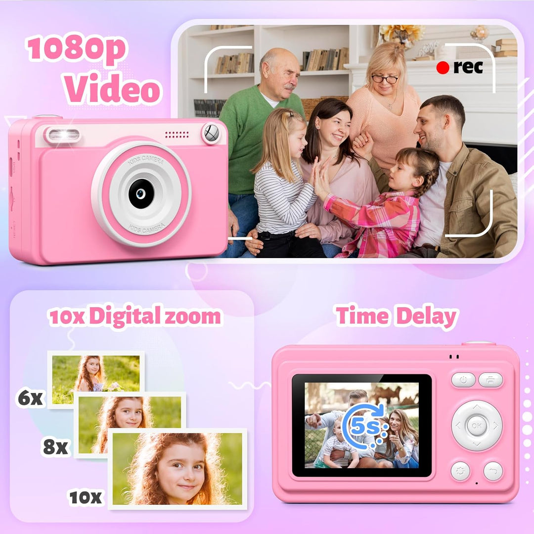 Sofortbildkamera Kinder, 2.4 Zoll Bildschirm Kinderkamera Sofortbildkamera mit 32GB Speicherkarte &