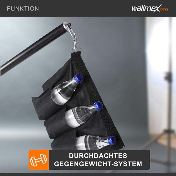 Walimex Galgen mit Beschwerungstasche (120-220 cm), Schwarz Single, Single