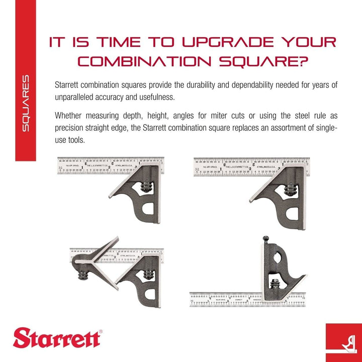Starrett 10MH-150 Kombinationswinkel mit Winkelaufsatz, 150 mm, Metrisch & K53M-350-S Anschlagwinkel