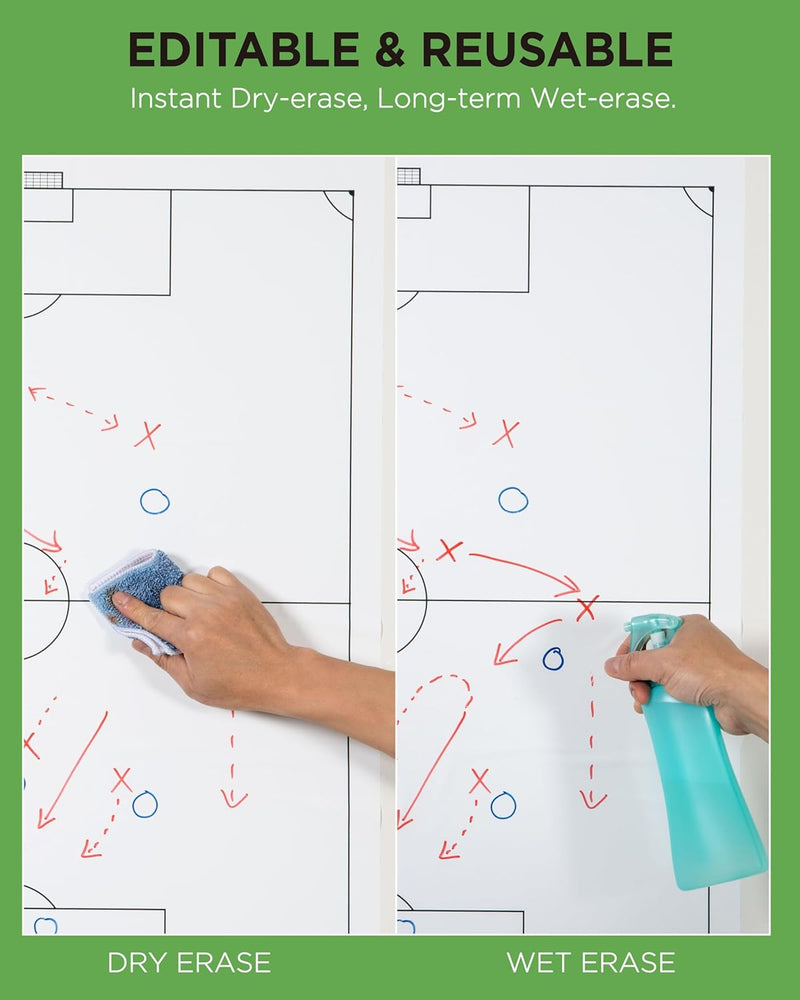 EASYCLING Magique Taktiktafel Fussball Selbsthaftend - Statische Taktikfolie Fussball mit 25 Blatt &