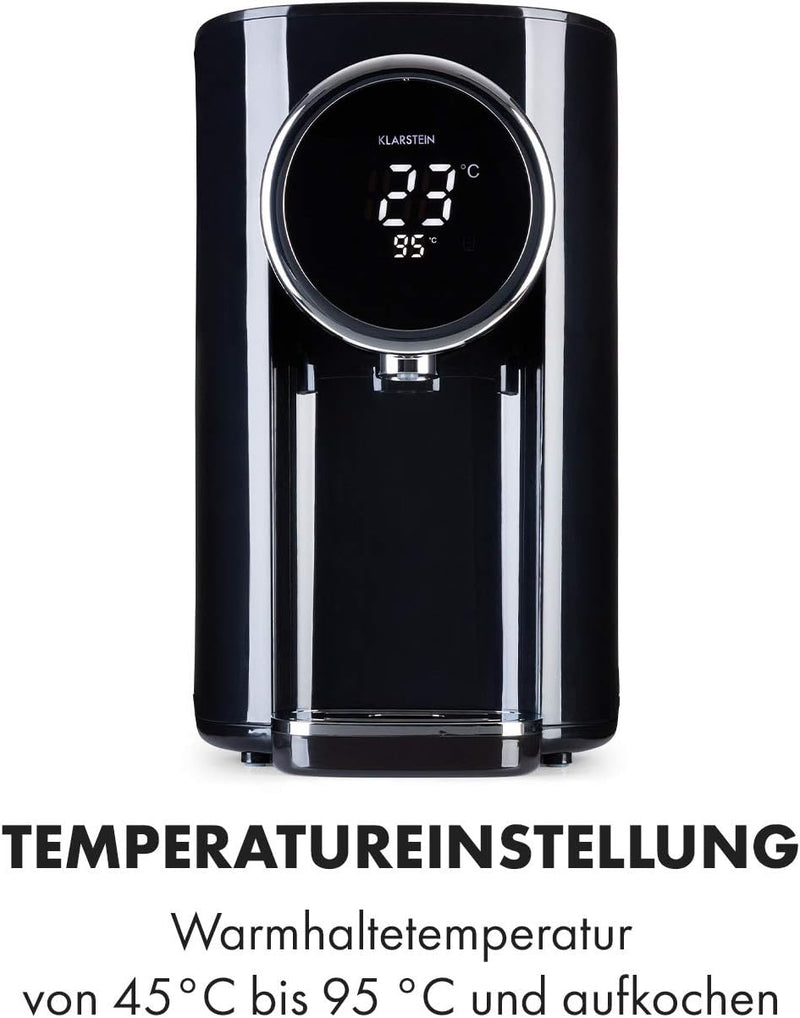 Klarstein Hot Spring Plus Heisswasserspender, Wassertank: 5 Liter, grosses LCD-Display, Temperaturen