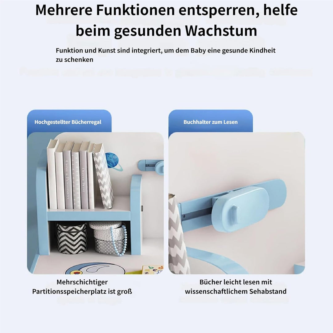 Kinderschreibtisch Set mit Bücherständer, Schüler-Schreibtisch und Stuhl, Kinderschule, Studiertisch