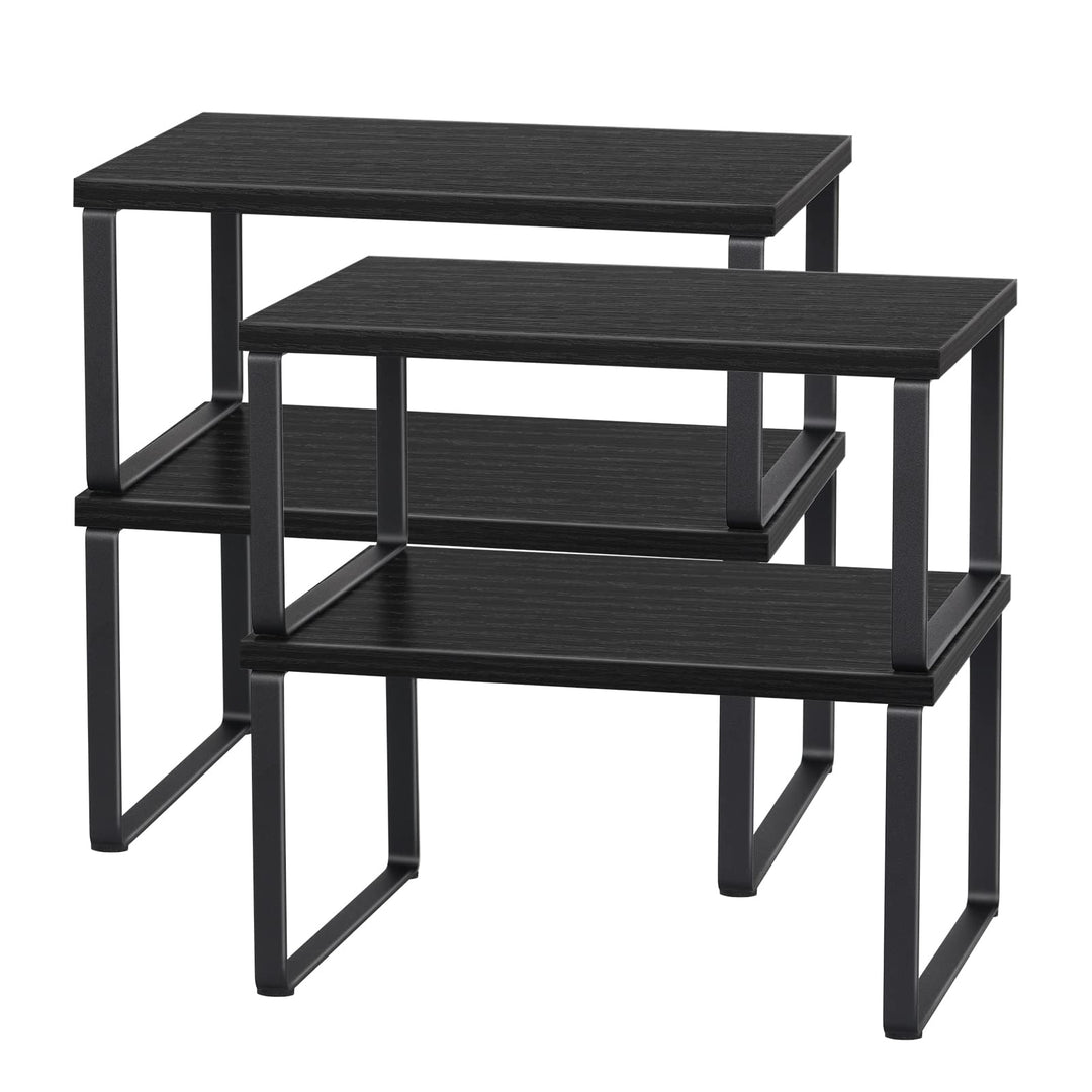 CADUKE Set mit 4 Küchenthekenregalen, stapelbares Regal-Organizer, stapelbares Holz-Arbeitsplattenre