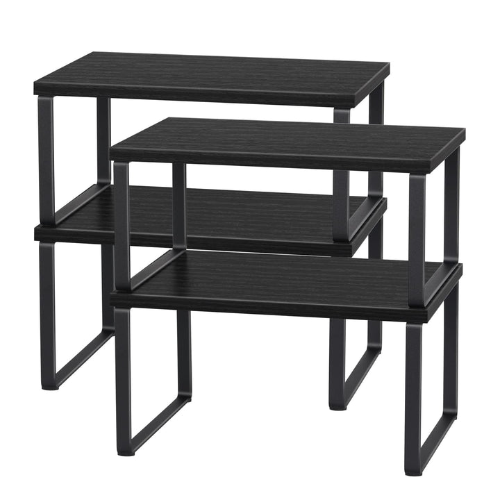 CADUKE Set mit 4 Küchenthekenregalen, stapelbares Regal-Organizer, stapelbares Holz-Arbeitsplattenre