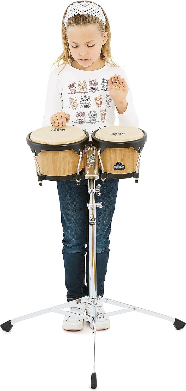 Nino Percussion NINO3NT-BK Holzbongo Kessel natur / Hardware schwarz