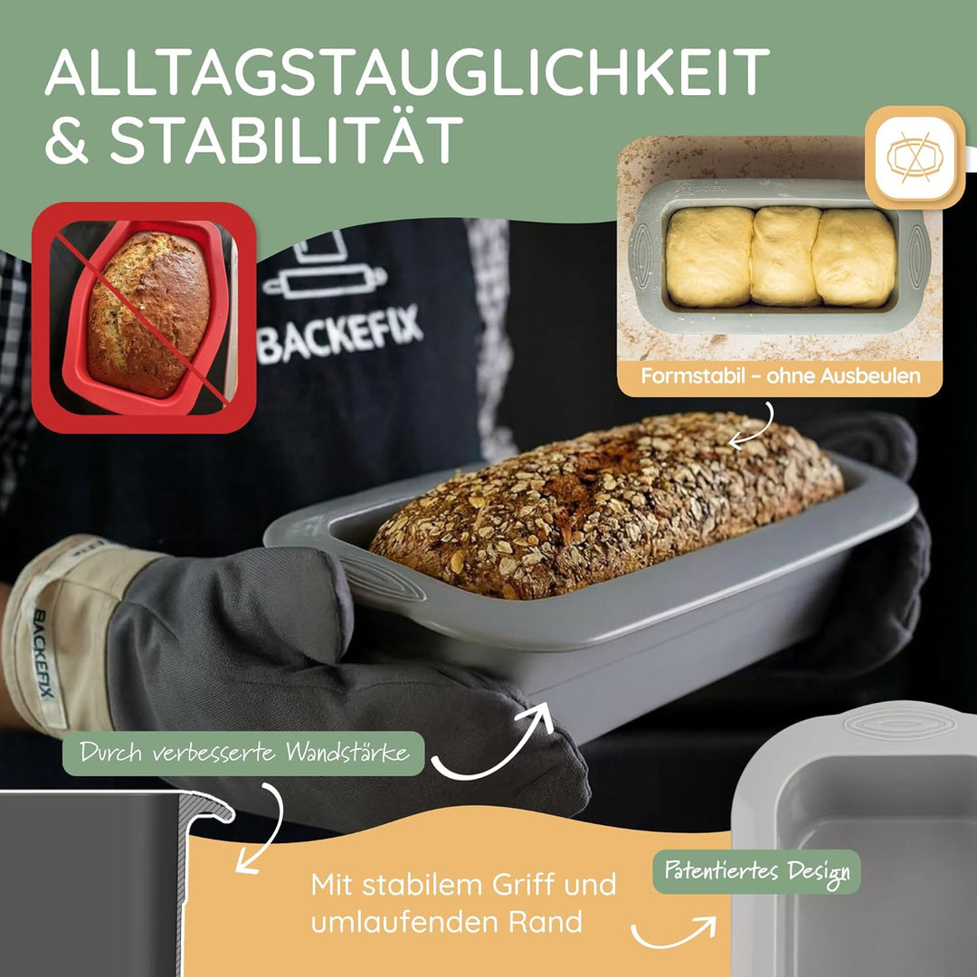 Backefix 32cm Silikon Kastenform XXL, 1500g Brot backen Form, die Original Silikon Brotbackform gros