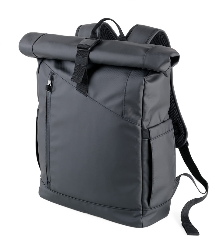 TROIKA Black Roll Top - BBL51/BK - Roll Top Rucksack mit magnetischem Sicherungsverschluss aus Metal