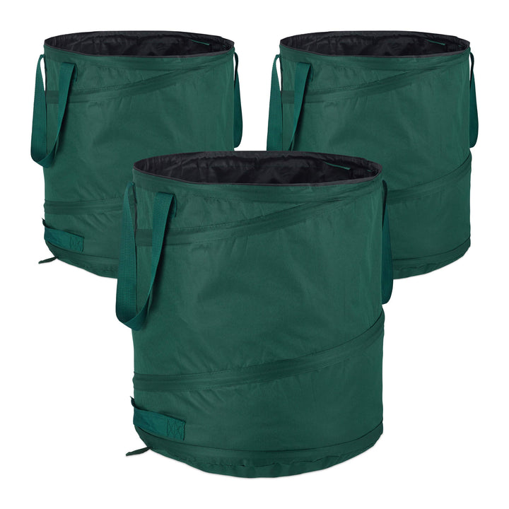 Relaxdays Laubsack selbstaufstellend, 3er-Set, Gartenabfallsack Pop-Up, 85L, Gartensack selbststehen